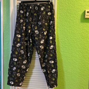 Men’s Graphic Gray Skull Print Cotton Sleepwear Pajama Pants M